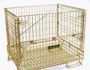 Wire mesh containers with foldable type or wheels for storage